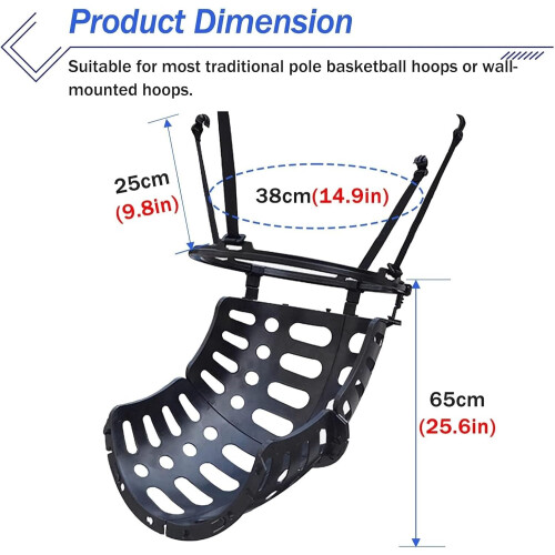 Basketball Return Attachment, Easy Setup Shooting Rebound System, Black PP Plastic, 360-Degree Rotatable Return Chute 1