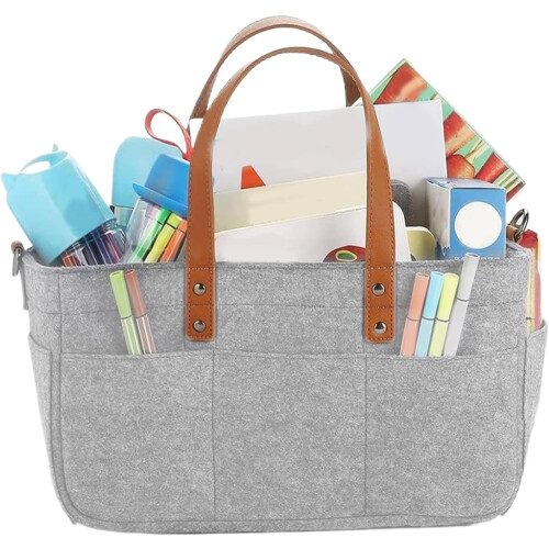 Baby Diaper Caddy Portable Organizer Foldable Caddy Felt Bag Grey Changing Table Organizer 2