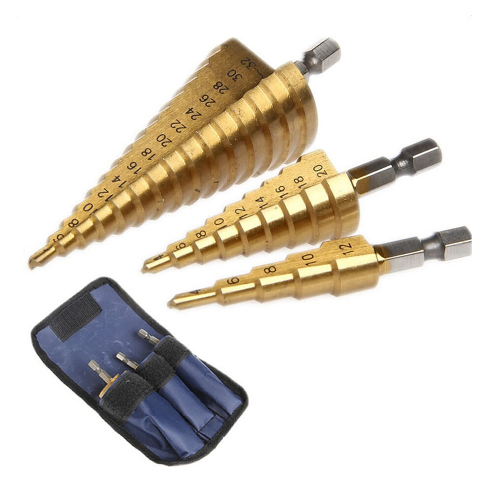 Step Stepped Drill Bit Set Nitrogen High Speed Steel Spiral For Metal Cone And Triangle Shank Straight Groove Drill Bits 9067246373702