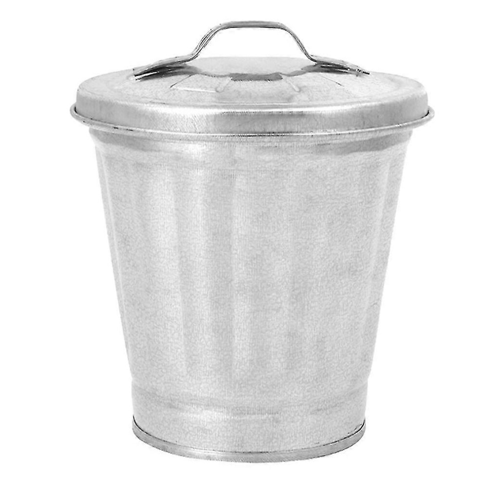 Kikidex (As Show, One Size) Galvanized Trash Can Office Trash Bin Mini Desktop Wastebasket Desktop Waste Containers Metal Flower Vases
