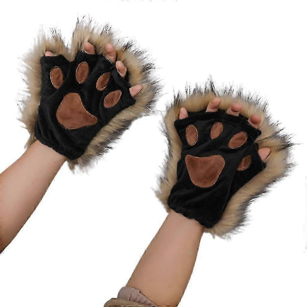 Kikidex (As Show, 1) Long Fur Wolf Paws Gloves 1 Pair Animal Roleplay Furry Accessory Puppy Paws