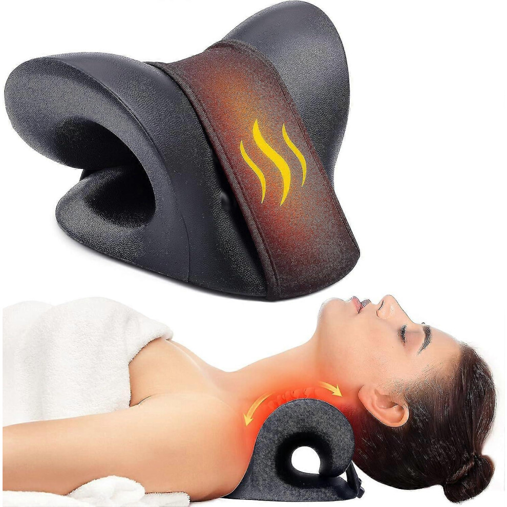 Kikidex (As Show, One Size) Neck Stretcher For Neck Pain Relief, Heated Cervical Traction Device Pillow With Graphene Heating Pad, Neck And Shoulder Relaxer
