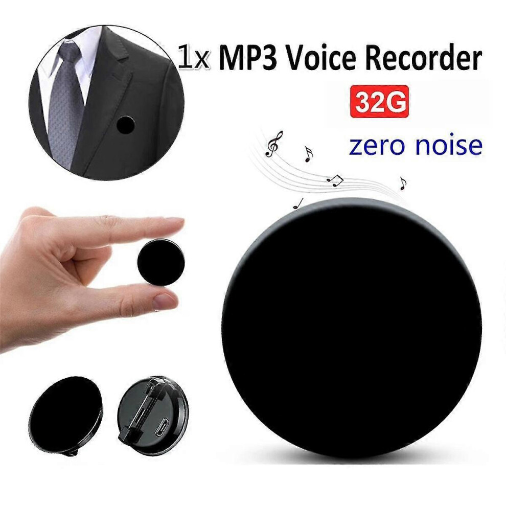 Kikidex (As Show, One Size) Digital Voice Recorder Mini Brooch Sound Recorder Professional Long Distance Voice Recorder Mp3 Player - 32Gb
