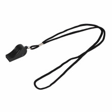 Black Plastic Sport Whistle Set of 12 with Lanyard Loud Sound for Referees