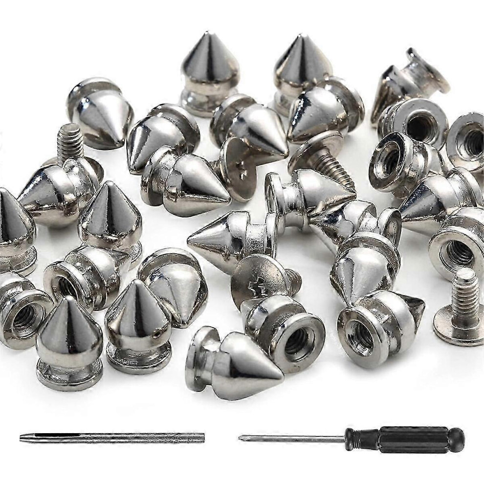 Kikidex (As Show, One Size) 100 Pack Spikes And Studs 9.5Mm Spikes For Clothing Metal Studs Rivets For Leather Punk Spikes Acce