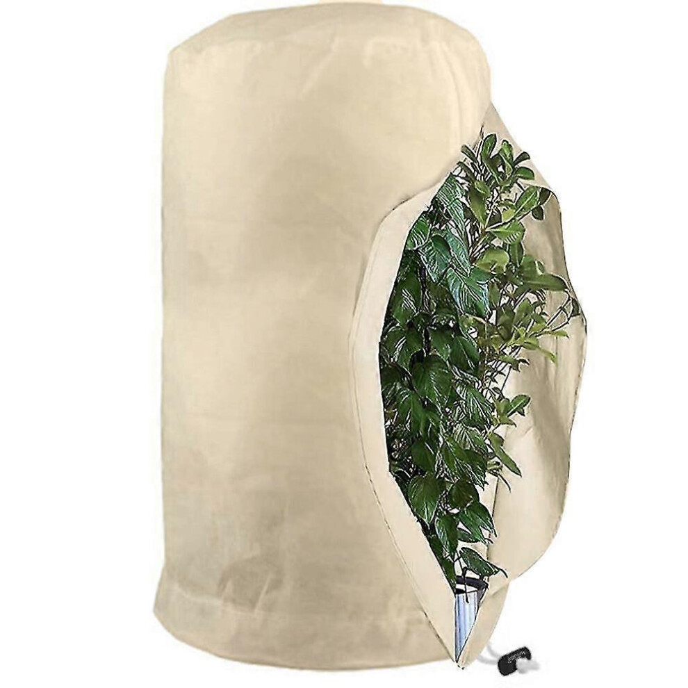 Kikidex (M-80X100cm, ) Frost Protection Bags For Plants, Reusable Plant Protection Cover With Drawstring, Garden Fleece Bags Winter White