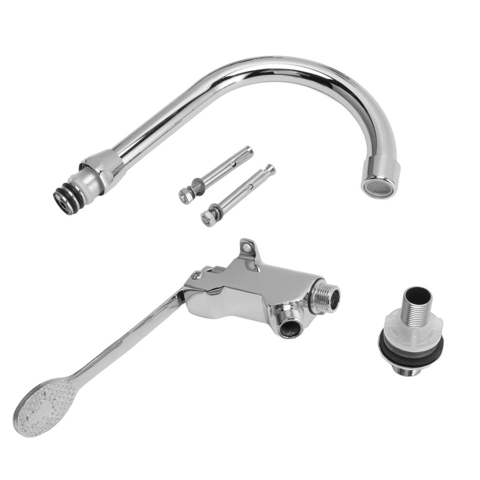 Stainless Steel Foot Pedal Control Valve Faucet For Kitchen Sink, Silver 9491356348259