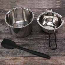(As show, One size) Double Boiler Pot Set Stainless Steel Melting Pot with Silicone Spatula for Melting Chocolate,Soap,Wax,Candle Making