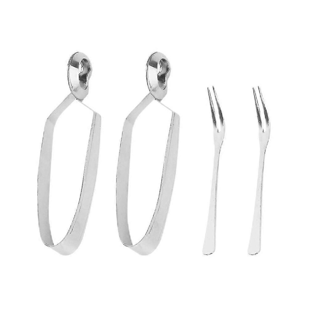 Kikidex (As Show, One Size) 4 Pcs Stainless Steel Set Eating Snail Fork Snail Utensils Cocktail Forks Escargot Serving Tongs Snail Tong Fork Set