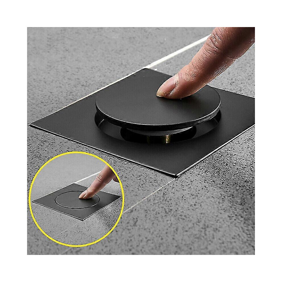 Kikidex (As Show, One Size) Iron Pop Up Floor Drain Anti-Odor Chrome-Plated Brass Bath Drain Deodorizing1pcs- Black