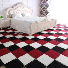 18PCS Activity Stitching Mat EVA Soft Plush Puzzle Carpet Squares For Home Living Room Bedroom Red Black White