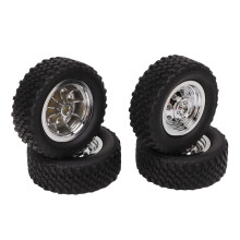 4PCS RC Car Wheel Tire Set for MN78 1/12, Silver & Black
