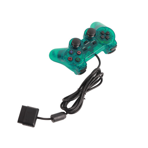 PS2 kabelgebundener Controller grün-transparent Dual-Vibe
