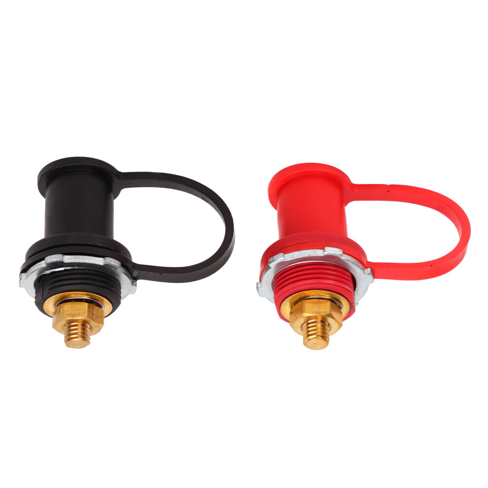 250A Thru Panel Battery Terminal Connectors 3/8In Stud Red/Black 9321356351150