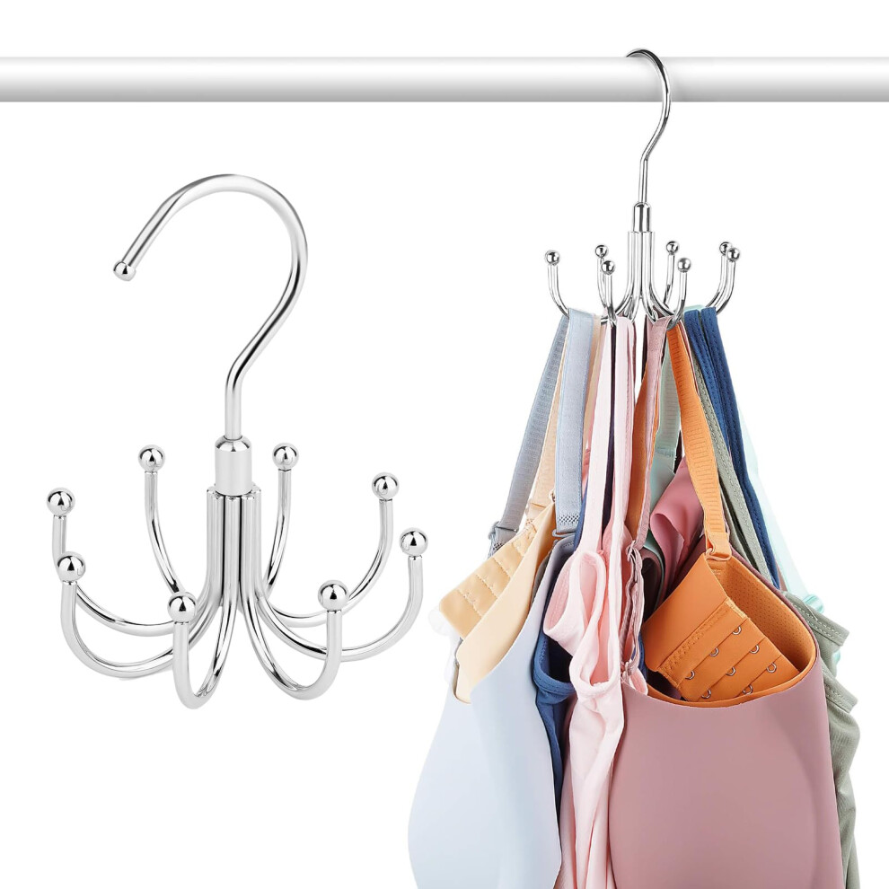 Belt Hangers 2-Pack Rotating Metal Tie Holder, Space-Saving Bra Storage Organiser, Ling Hook Organiser For Ties, Silver-image-OPC-PMGYS8W-NEW