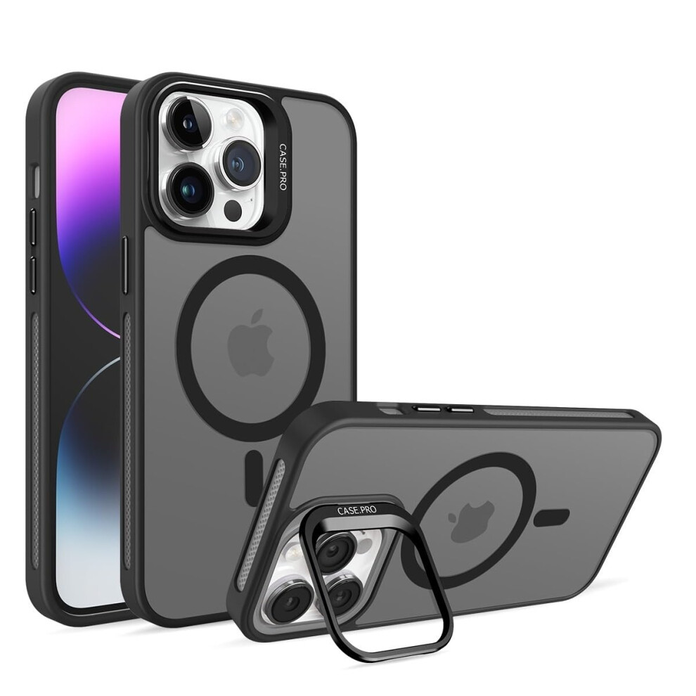 Case For Iphones Magsafe Compatible Camera Stand Military-Grade Shockproof Anti-Fingerprint Cover Iphone 14 Pro Black 9354506587956