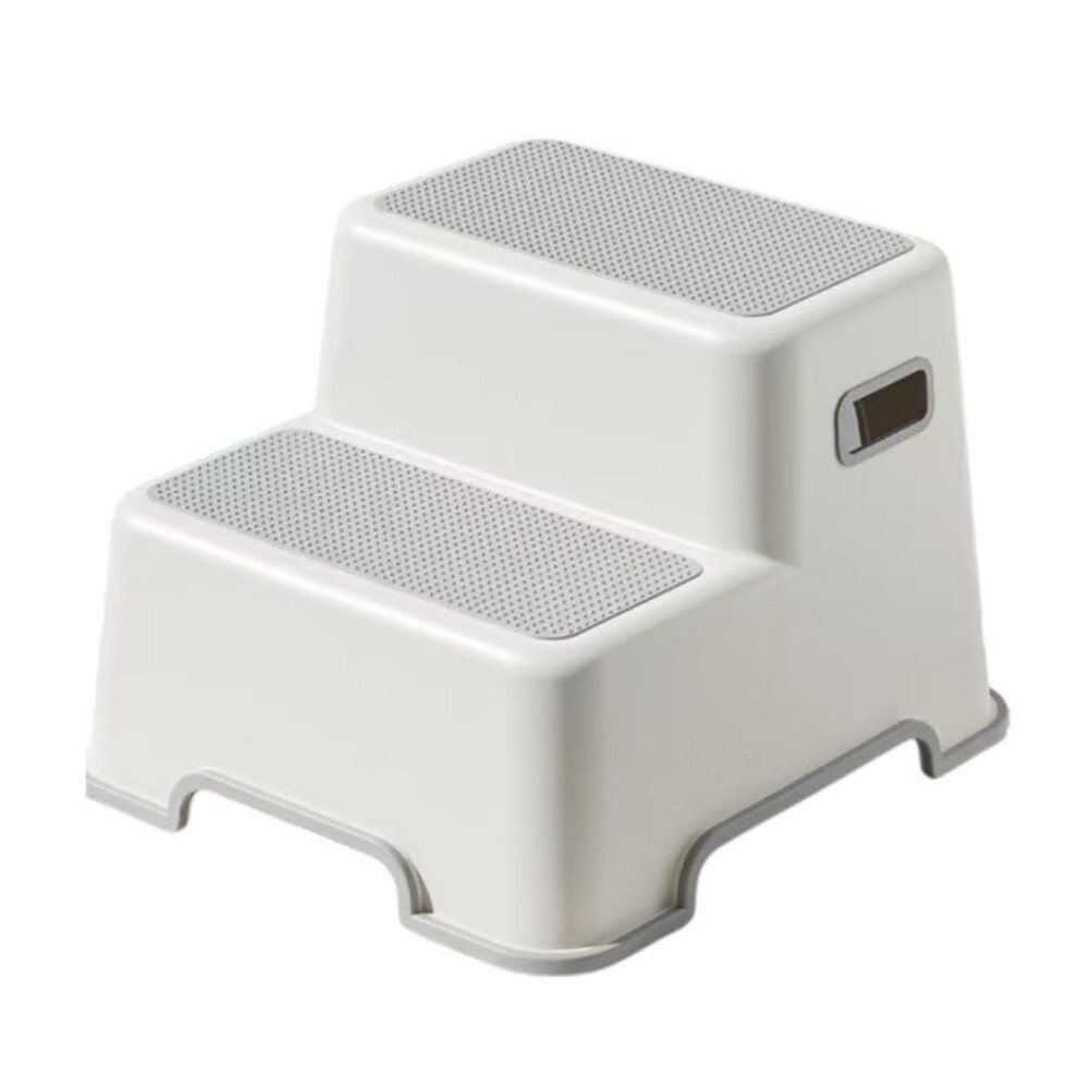2-Step Stool for Kids, Double Step, Anti-Slip Surface, Built-In Handles, Wide Steps, White, Model 2-image-OPC-PMGYSP5-NEW