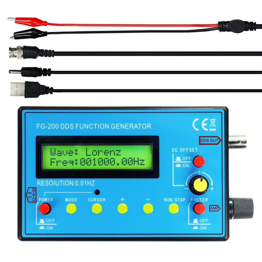 Fg-200 Dds Signal Generator And Frequency Counter, 0.01 Hz-500 Khz, Sine/Square/Sawtooth Waveforms, Signal Source Module 9084446667219
