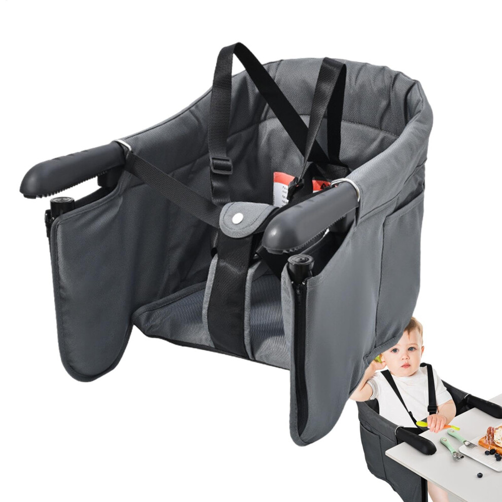 Baby Hook High Chair Lightweight With Clip And Safety Belts, Clip-On Table High Chair Foldable Feeding Seat Gray