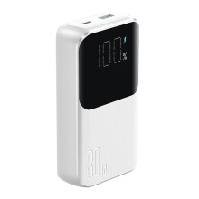 Joyroom 30 W 10000 mAh Mini-Powerbank mit integrierten Kabeln, USB-A und USB-C - Weiß