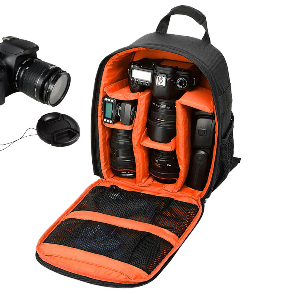 Camera Backpack Waterproof Lightweight For DSLR And Mirrorless Cameras With Anti-Theft Compartment, Lens Holder, Orange-image-OPC-PMGYV56-NEW