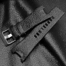 (As show, Black-Plain) 32MM Notched Leather Strap For Diesel DZ1216 DZ1273 DZ4246 Watch Strap