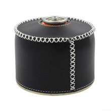 Protective Gas Canister Cover Short Black 230ml Faux Leather Retro Aesthetic Breathable Outdoor Safety