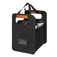 Portable Drink Carrier Foldable Cup Holder Adjustable Dividers 4-Cup Tray For Travel Airplane Food Delivery
