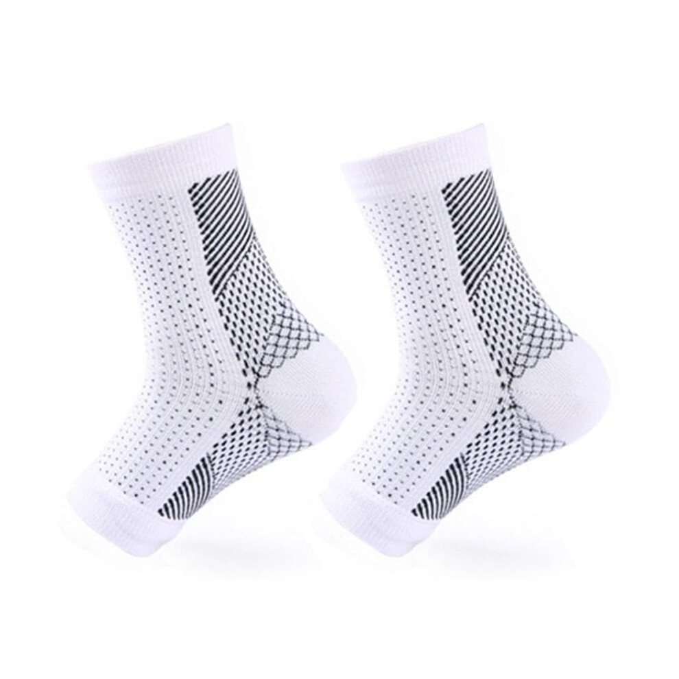 White 1Pair Neuropathy Socks Unisex Ankle Compression For Women Men Large Ankle Brace Plantar Fasciitis Swelling Relief