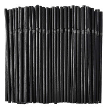 (As show, 200 sticks) 500/200/100pcs Flexible Bendy Black Drinking Straws Plastic Disposable Straws