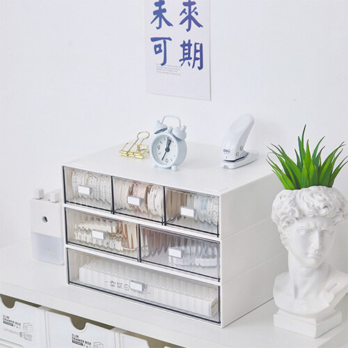 Waterproof Plastic Desktop Drawer Organizer 2-Drawer White Stackable Storage 2