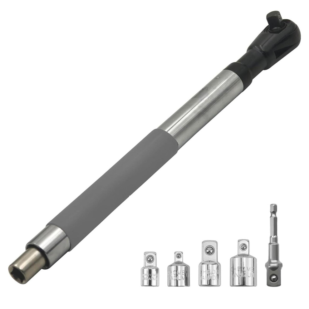 Offset Extension Wrench With 4 Adapters And 1/2-Inch Drill Adapter Multifunctional Socket Spanner Set 9354506590062