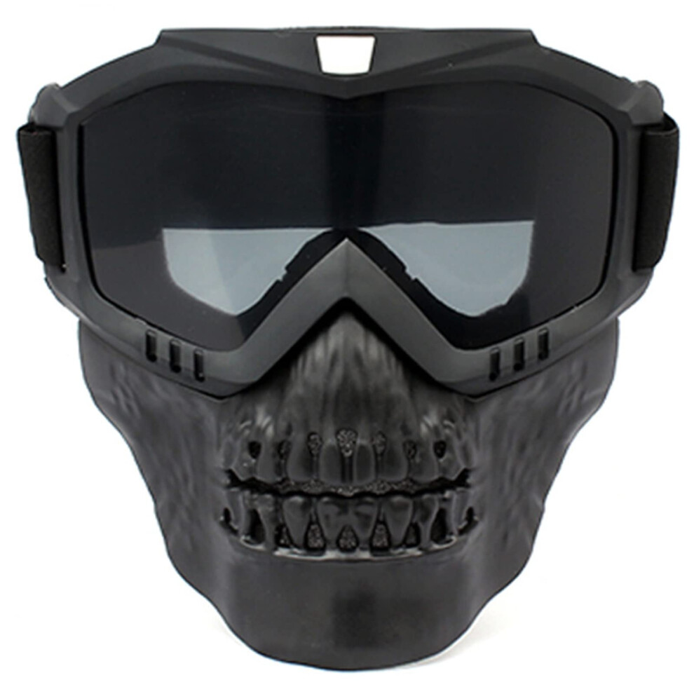 Motorcycle Goggles Detachable Face Shield Ski Goggles Motocross Proof Gray Lens For Adults Black 9354506590253