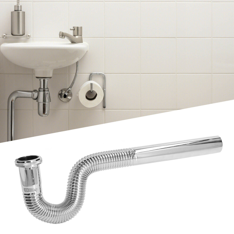Flexible Brass P Trap Pipe Odorless G1-1/4In Sink Drain Tubing 7611356364895