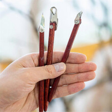 (As show, One size) Red Flower Pear Carving Tools Texture Clay Sculptures Hand-Carved Decorative Stainless Steel Ring Knives Bz