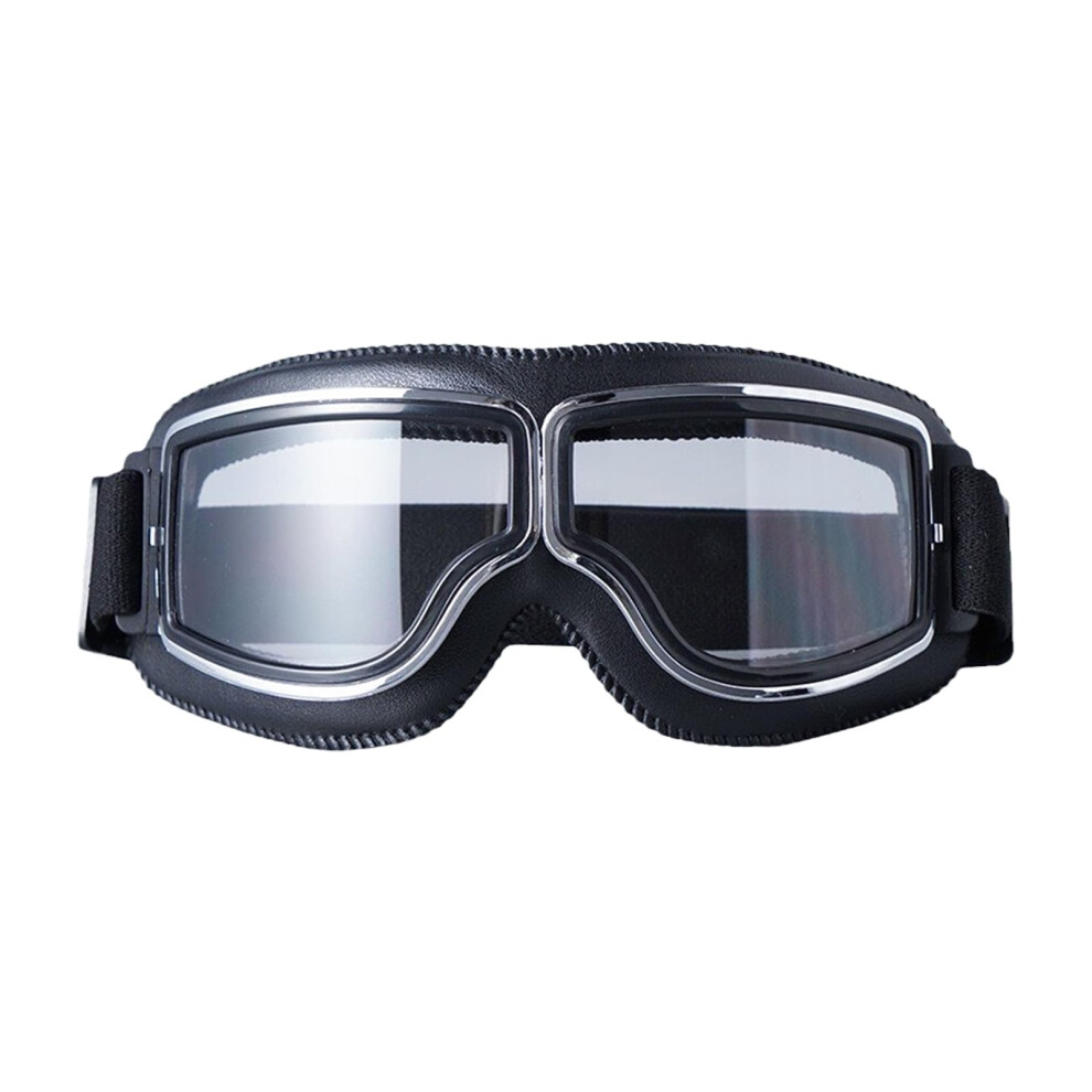 Vintage Leather Motorcycle Glasses Windproof Dustproof Goggles For Motorbike Helmet Cycling Eyewears Black 9393856692682