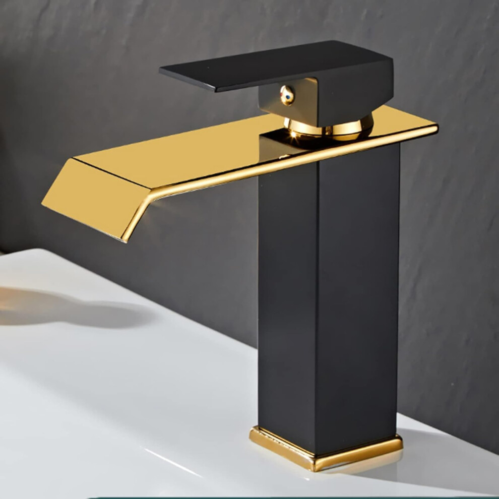 Kitchen Sink Faucet Waterfall, Gold Stainless Vanity Faucet, Bathroom Sink Compatible, Single Handle Basin Mixer 9393856692712