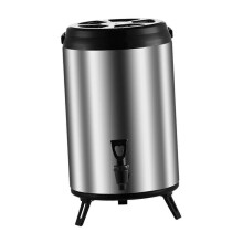 (As show, 6L argent) Cold and Hot Drink Dispenser Insulation Milk Tea Bucket Soup Beverage Container Insulated Beverage Dispenser for Hotels Cafesx