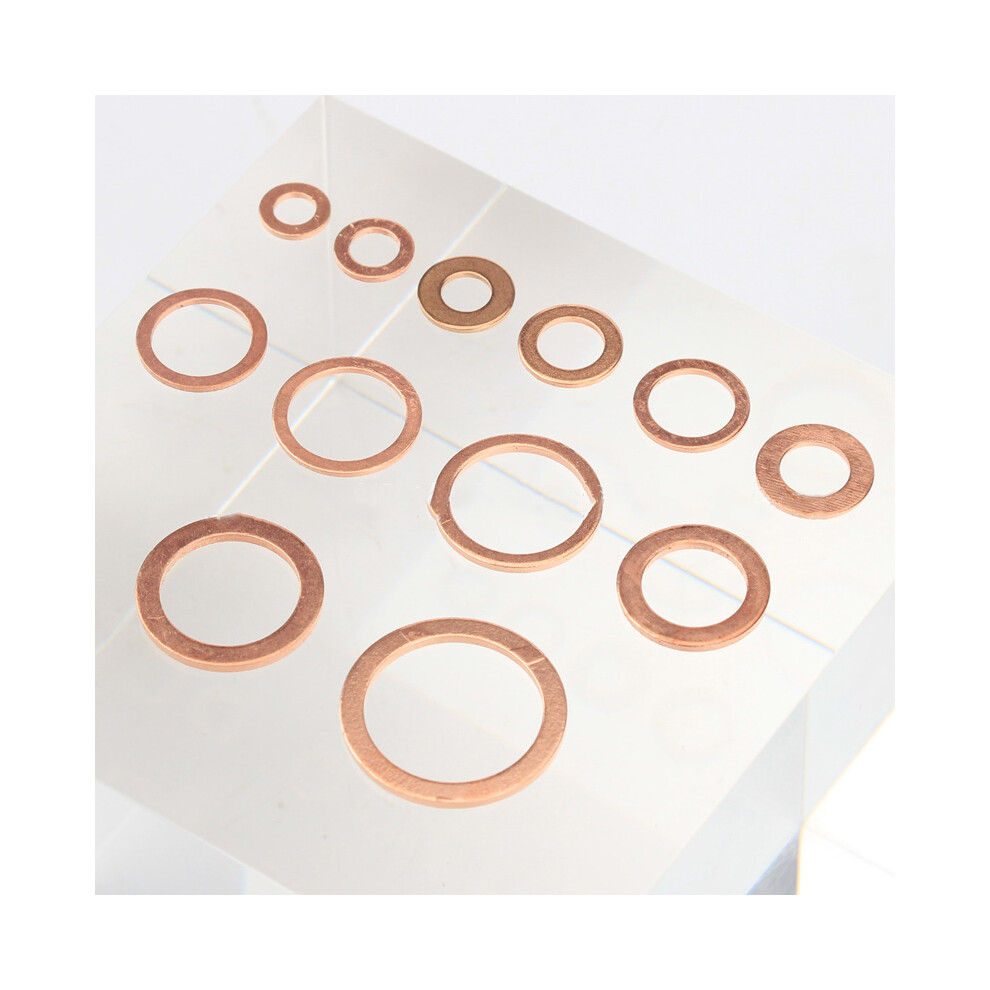 300Pcs Copper Flat Washers M5-M20 Assortment Kit Gasket Sealing Rings 8751356368475