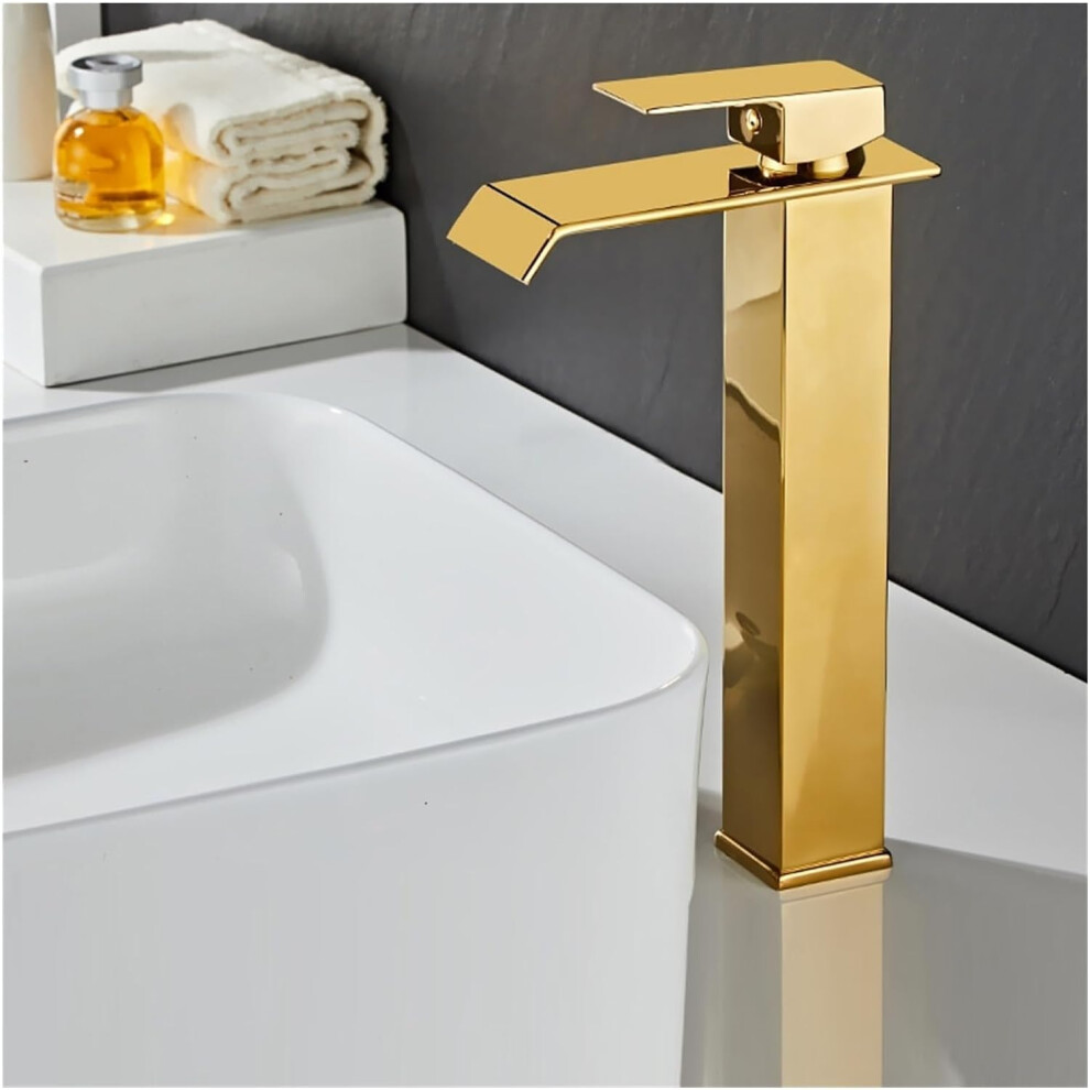 Waterfall Basin Faucet Gold And Black Finish Deck Mounted For Bathroom Sink And Kitchen Sink Washbasin Taps 9354506591380