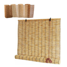Sunshade Bamboo Roller Blind 40-160cm Widths Natural Wood Shades Anti-UV Dustproof Retro Bamboo