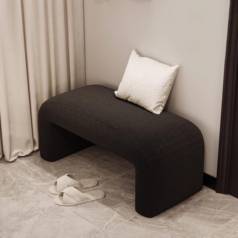 Durable Modern Upholstered Bed Bench 31.5In Black Fleece Wood Frame Entryway Stool 300Lb Capacity Living & Dining Rooms-image-OPC-PMGZ7CG-NEW