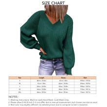 Green Women's V Neck Pullover Sweater XL 100% Polyester Breathable Basic