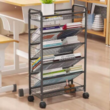 Mobile Storage Cart With Wheels 6-Tier Black Utility Cart For Office And Home Organization Easy Assembly
