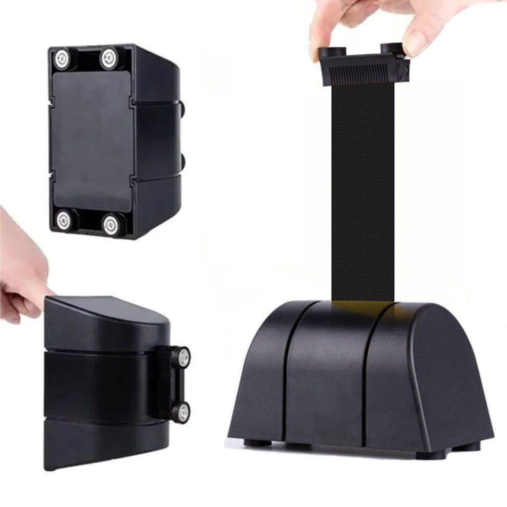 Magnetic Retractable Belt Barrier - 2-Meter Black Belt, Indoor Outdoor Crowd Control Safety Solution, Model A 9393856695065