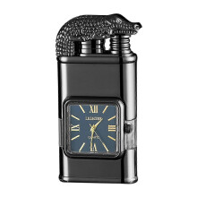 (As show, Black Crocodile) Personalized Embossed Lighter with Watch Lightweight Portable Lighter Gift for Anniversary e