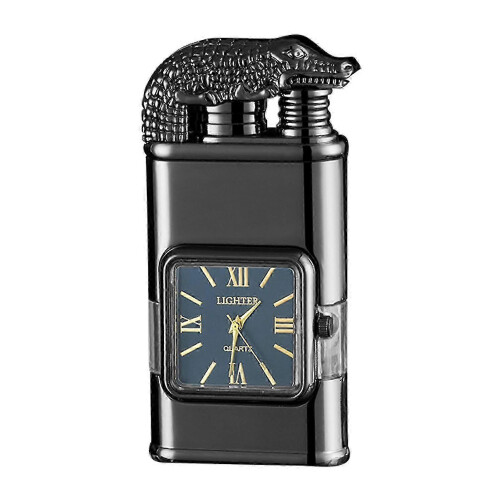 (As show, Black Eagle) Personalized Embossed Lighter with Watch Lightweight Portable Lighter Gift for Anniversary e