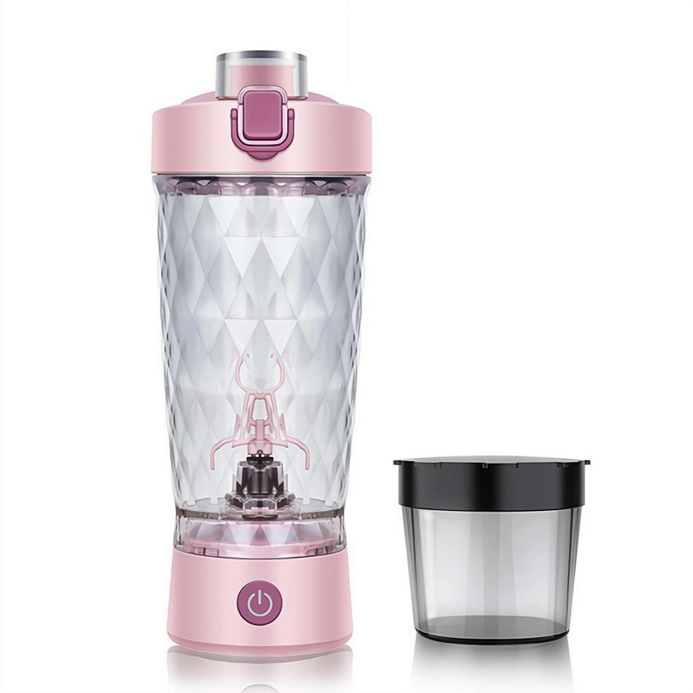Pink Electric Protein Shaker Bottle 22Oz Usb-C Rechargeable, Portable Mixing Cup With Powder Box,