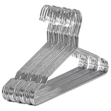 (As show, One size) Hangers Stainless Steel 40 Cm 20pcs Hangers For Clothes Standard Notched Hanger Space Saving