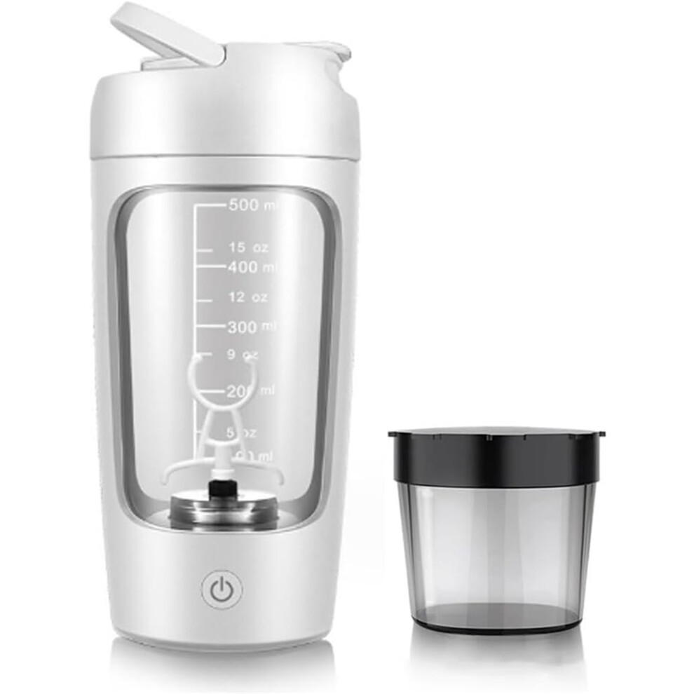 White Self Stirring Mug 650Ml Usb Rechargeable Whey Protein Shaker Bottle Fully Automatic Stirring Cup Portable Gym